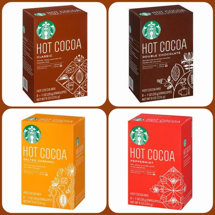 

Starbucks Hot Cocoa Classic Double Chocolate Salted Caramel Peppermint