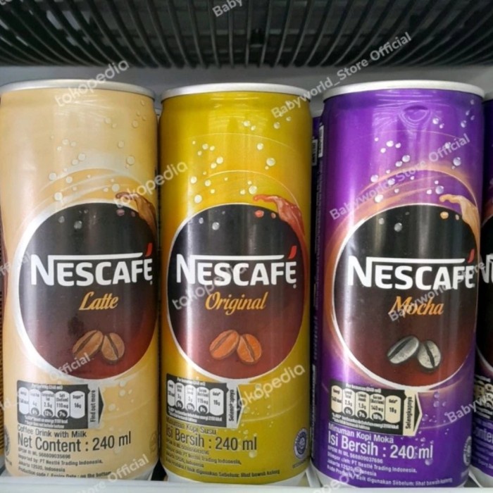 

Nescafe kopi LATTE / MOCHA / ORIGINAL kaleng 240ml ( 1 dus 24 pcs )