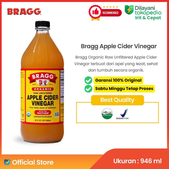 

Bragg apple cider vinegar with mother - cuka sari apel organik 946ml