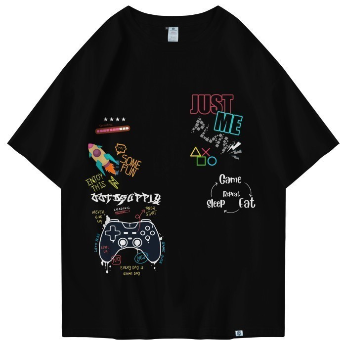 OOTDSUPPLY OVERSIZED TSHIRT JUST ME BLACK I KAOS OVERSIZE