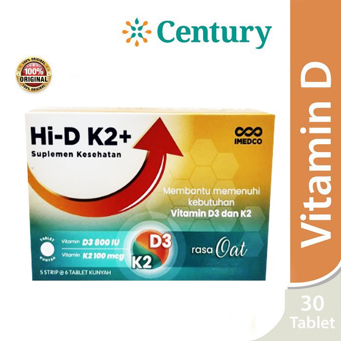Hi-D K2+ Isi 30 Tablet Kunyah / Vitamin D3 / Vitamin K2