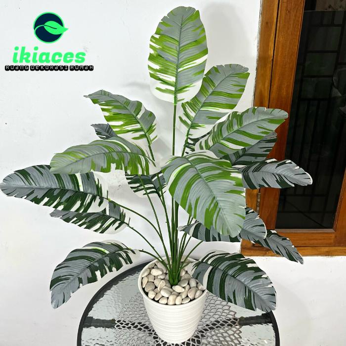HJK DAUN PISANG CORAK ARTIFISIAL DAUN PISANG JUMBO DEKORASI TANAMAN HIAS MURAH DAUN PLASTIK BUNGA