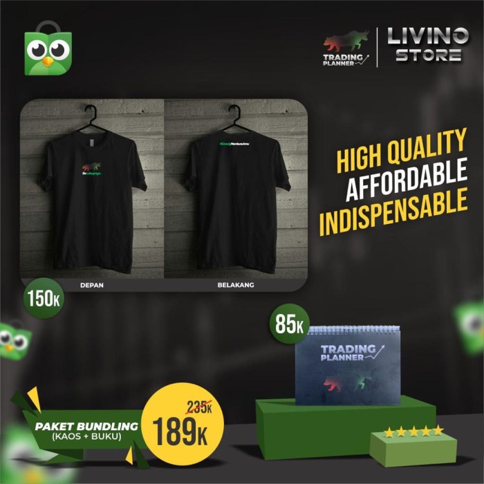 

Paket Bundling T-Shirt Premium "Secukupnya" x Trading Planner TERLARIS/TERMURAH/TERPOPULER