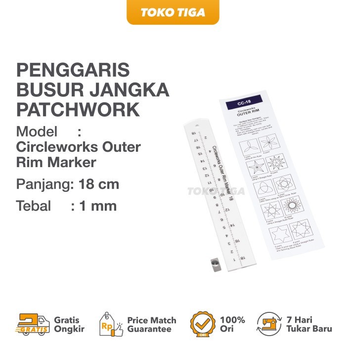 

Penggaris Busur Jangka Patchwork / Circleworks Outer Rim Marker (CC18)