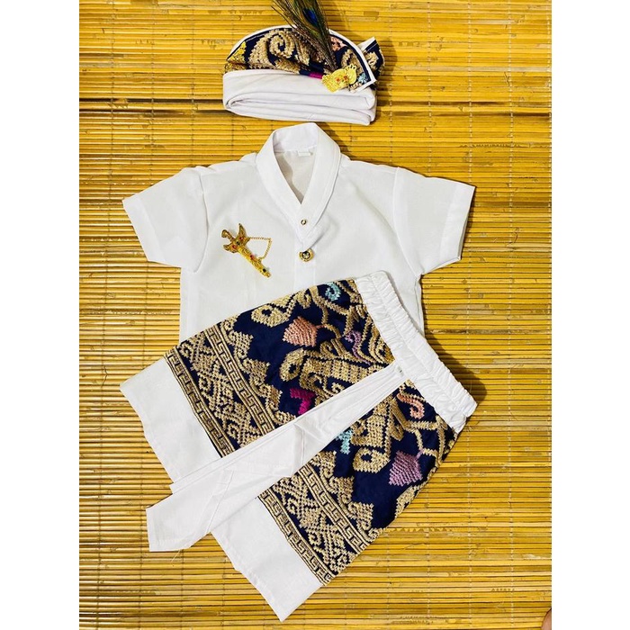 TERMURAH Baju Kamen Udeng Bordir 0-1 Tahun Katun Bordir Ungu Pakaian Adat Bali Anak Laki-Laki Bayi