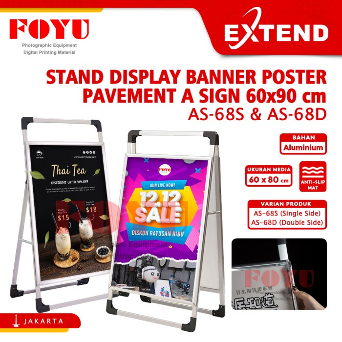 

Stand Display Poster Pavement A Sign Board Satu Dua Sisi Extend AS-69