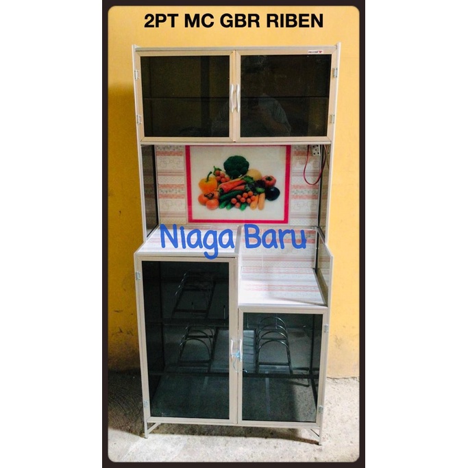 Rak Piring 2 Pintu KACA RIBEN Buah Seng Daerah Bogor