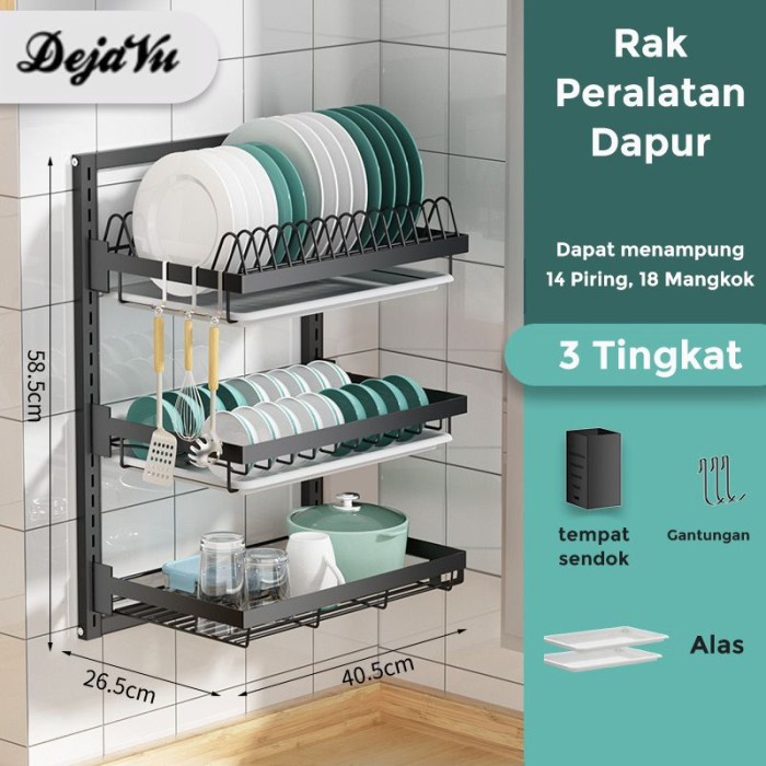 Dejavu Rak Piring Gantung Rak Susun Penyimpanan Peralatan Dapur HRM112