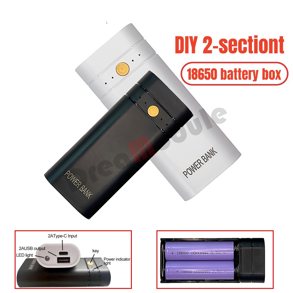 2X 18650 Battery Charger Portable Power Bank Kit DIY DIY Fast Charging- Power Bank Shell Case Box Po