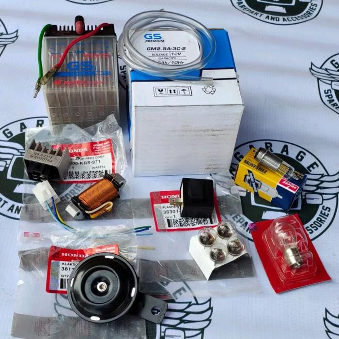 Promo Terbatas Rangkaian Lampu Honda Win 12Volt Set ( Aki Gs 12Volt, Spol Lampu, Kiprok, Soket