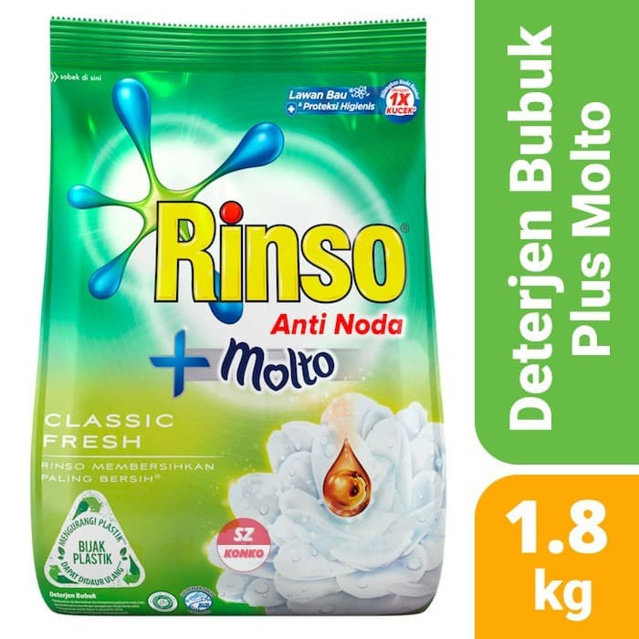Rinso Bubuk Anti Noda Classic Fresh 1,8 Kg / Rinso Molto Bubuk 1,8Kg
