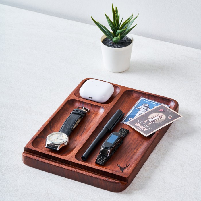 

[tmr] - Skandif Catchall Tray Premium Teak Wood Desk Organizer Kayu Jati (RE)
