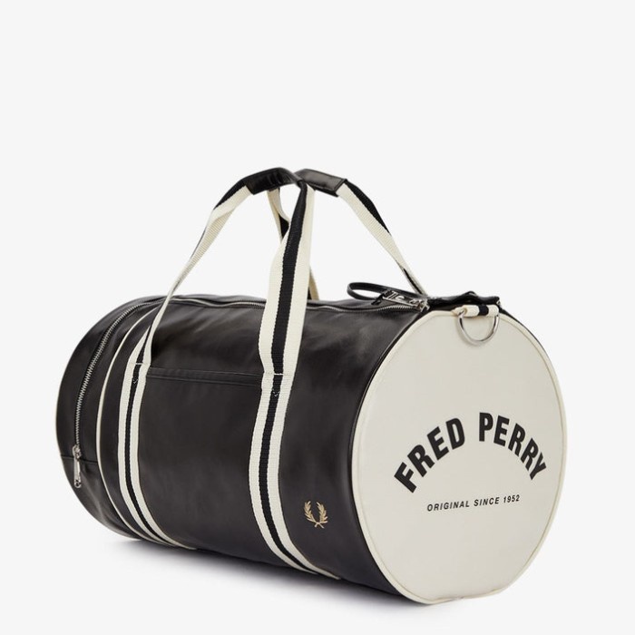 TOP FRED PERRY CLASSIC BARREL BAG - BLACK/ECRU -