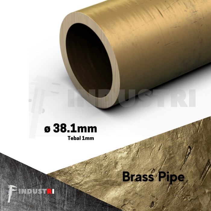 Pipa kuningan dia 38.1mm x t. 1mm Laras polos kuningan 1 1/2 inch