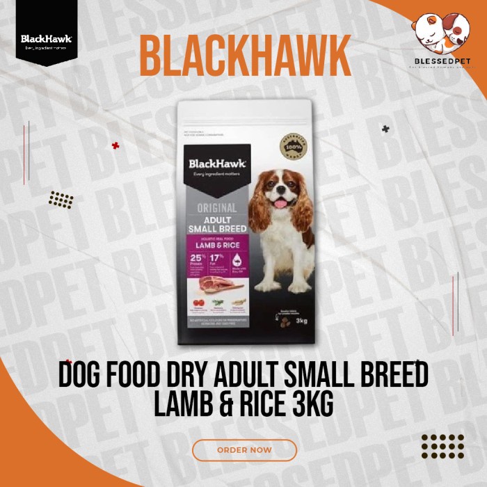 BLACKHAWK Dog Food Dry Adult Smallbreed LAMB & RICE 3kg (Small Breed)