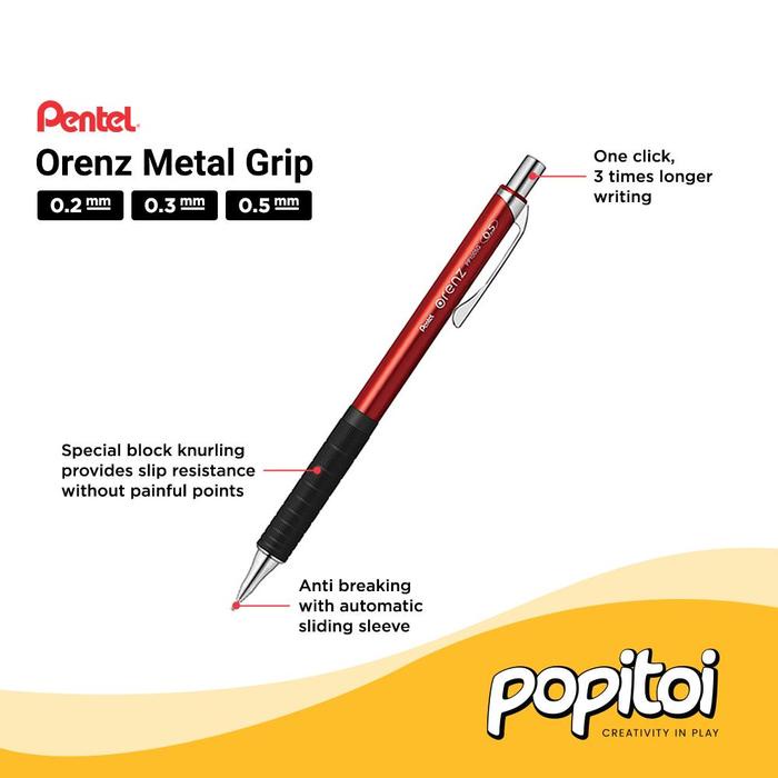 

Sale Terbatas Pentel Orenz Metal Grip Mechanical Pencil 0.2 Mm 0.3 Mm 0.5 Mm