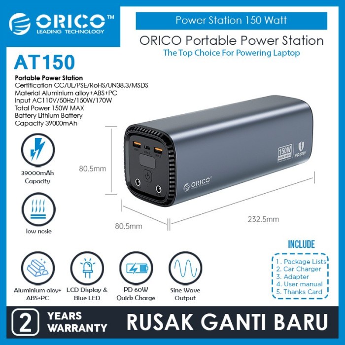 BISA GOSEND POWER STATION ORICO AT150 - OUTDOOR PORTABLE POWER STATION 150W
