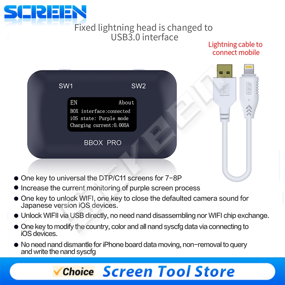 JC JCID BBOX Pro DFU Box Window DCSD Cable IOS A7-A11 One Key Purple Mode IPhone IPad Modify NAND Sy