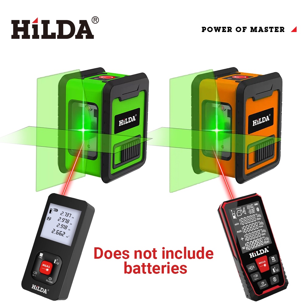 HILDA Mini 2-line Laser Level Self-Leveling Horizontal And Vertical Cross 50M/100M Laser Rangefinder