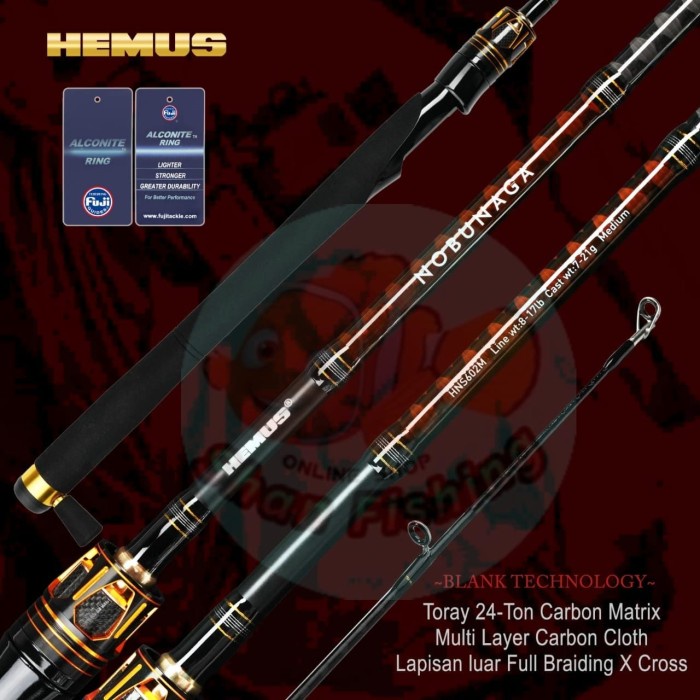 Joran Spinning Hemus Nobunaga 602/180cm ( Fuji Alconite Ring Guide)