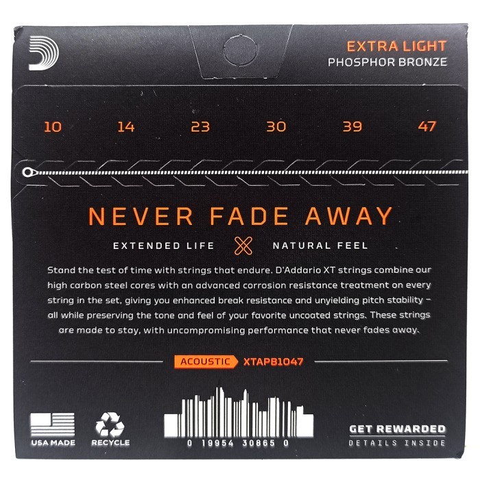 D'ADDARIO XTAPB XT ACOUSTIC PHOSPHOR BRONZE SENAR GITAR AKUSTIK STRING 10 11 12