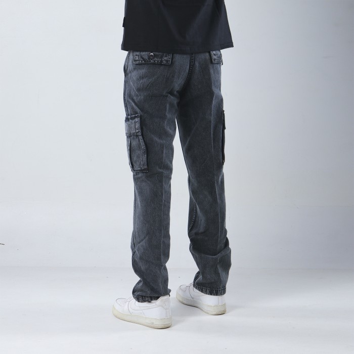 Superego Celana Cargo Pants Pria Jeans Standard Denim Snow Black