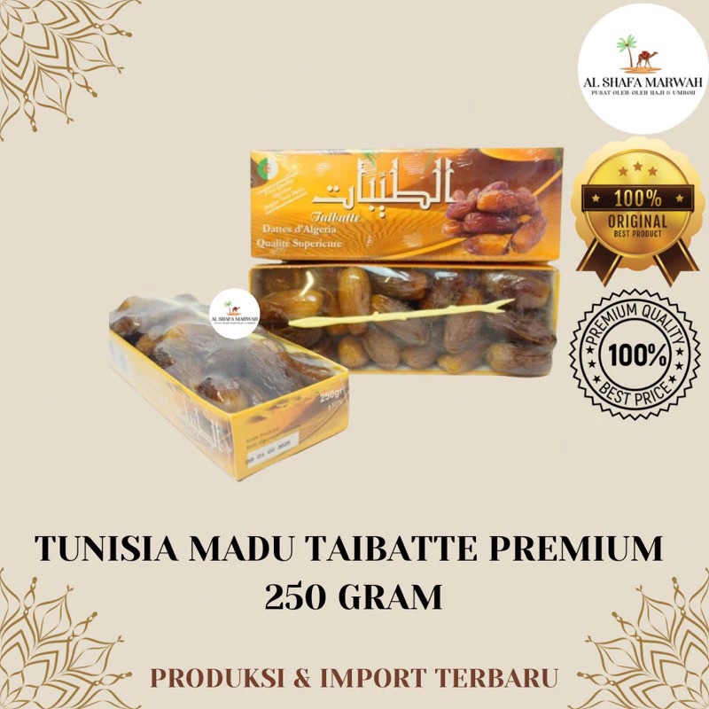 

Kurma Madu Taibatte 1 Karton = 20 Dus x @250Gram Tunisia Madu 250 Gram