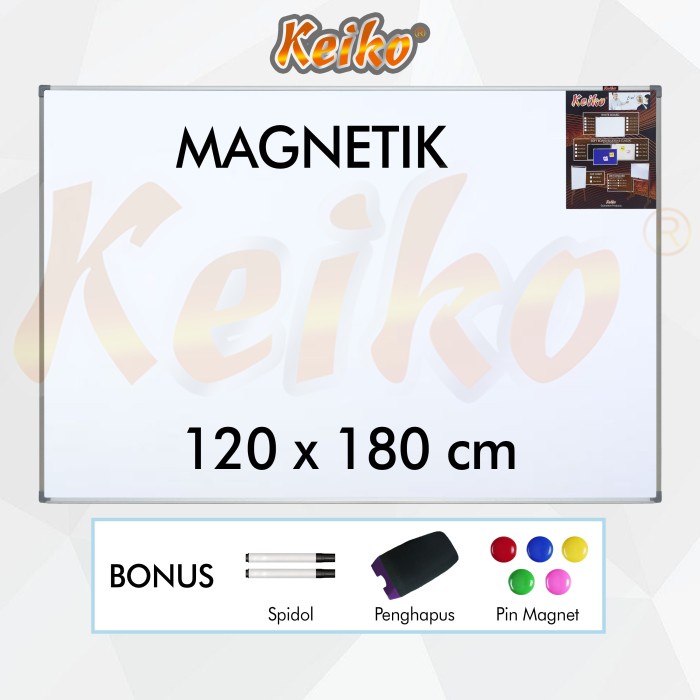 

Papan Tulis Whiteboard Gantung Magnet Single Face Keiko 120 x 180 cm