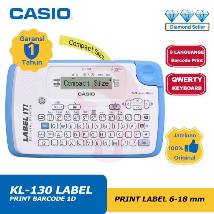 

Label Mesin Casio KL-130 PRINTING LABEL Cetak Nama Barcode QWERTY Keyboard DiskonJual MurahHarga