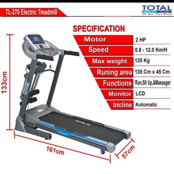 Treadmill elektrik TL270 Power 2 HP Treadmill listrik TL-270