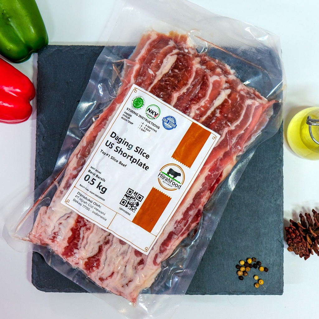 

Hijrahfood Slice Beef US Shortplate Daging Lapis Iris Sukiyaki 500 gr