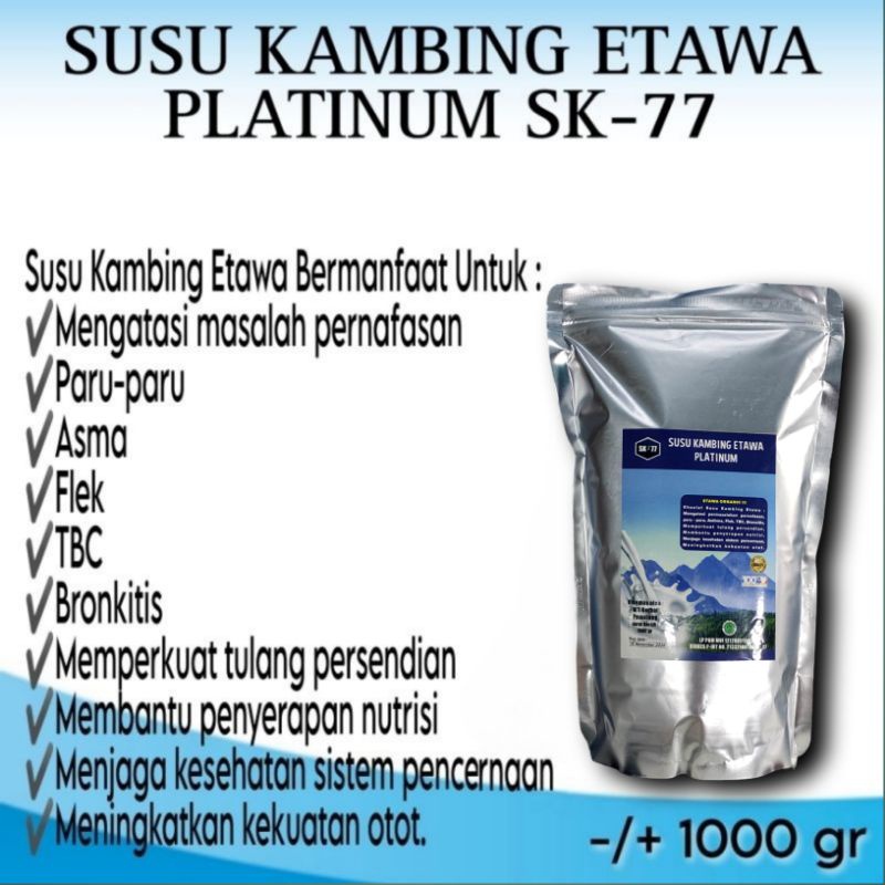 

SUSU KAMBING ETAWA BUBUK SK-77 PLATINUM 1KG/1000GR RASA ORIGINAL