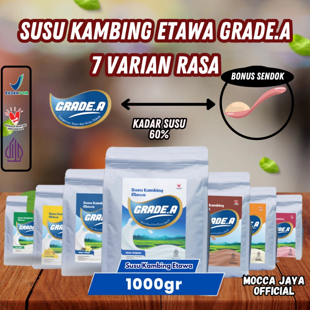 

SUSU KAMBING ETAWA BUBUK GRADE.A UNTUK TULANG DAN SALURAN PERNAFASAN 1KG/1000GR 7 VARIAN RASA