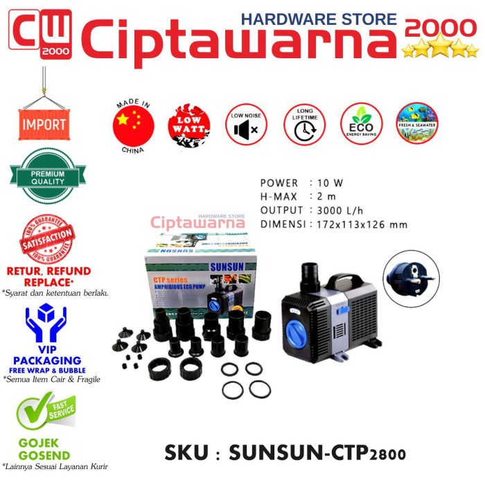 ( POMPA AIR ) SUNSUN CTP 2800 SUBMERSIBLE WATER PUMP KOLAM AKUARIUM