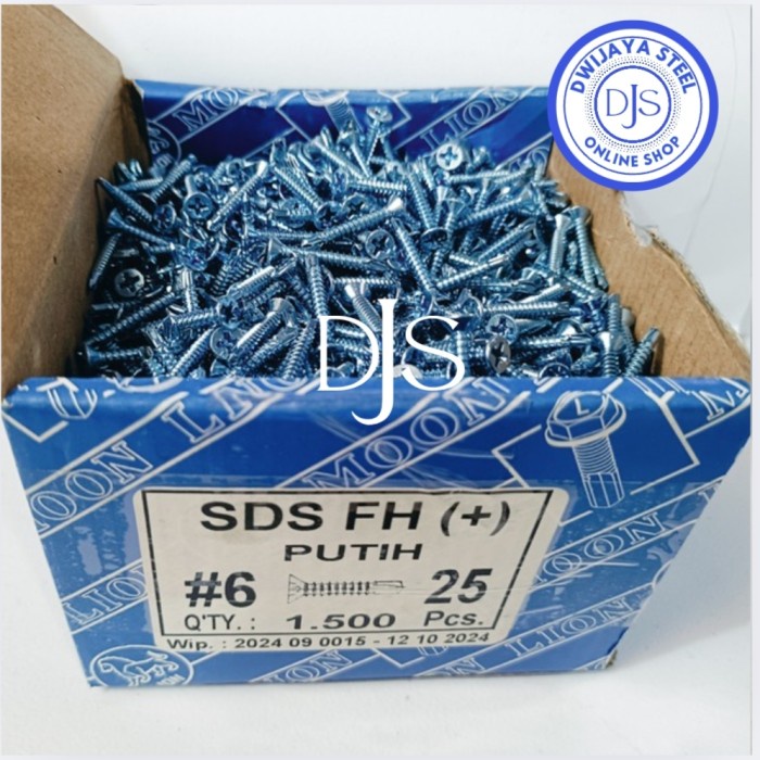 #6X25 SEKRUP SDS FH (+) PUTIH 6X25 MOON LION SKRUP DRILLING ROOFING PUTIH FH (+) 6X1"