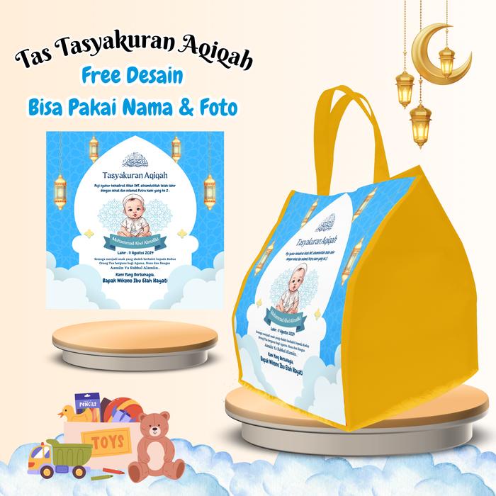 50 Pcs Tas Tasyakuran 7 Bulanan Kehamilan Aqiqah Maulid Custom Desain Muat Box Hajatan Kain Bag