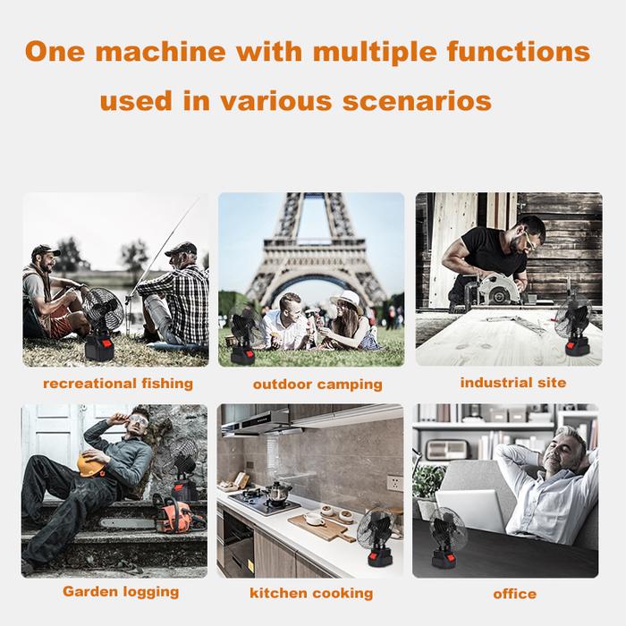 Terbaru Fuyaon Kipas Darurat Baterai Lithium Dan Lampu Darurat Portabel, Kipas Mini 8 Inch / Lampu