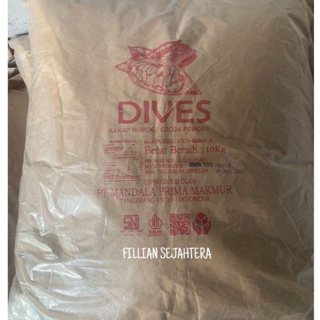 

COKLAT BUBUK DIVES 10 KG / COCOA POWDER / COKLAT BUBUK PAHIT / COKLAT TANPA GULA 1 SAK