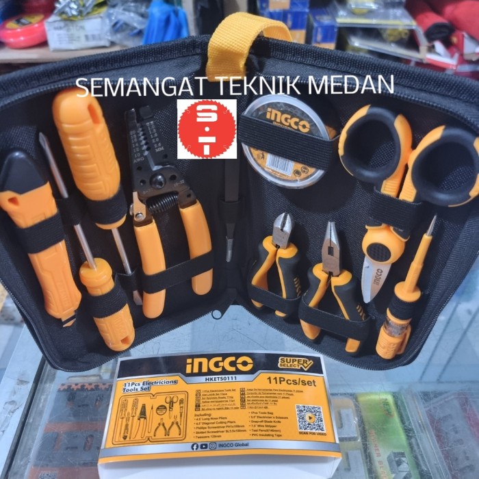 11pcs TOOLSET TOOL PERKAKAS ELEKTRIK LISTRIK SET INGCO HKETS0111