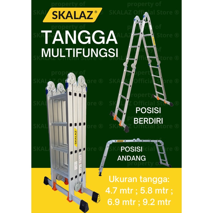 Tangga Aluminium Multipurpose 4,7 mtr Merk SKALAZ