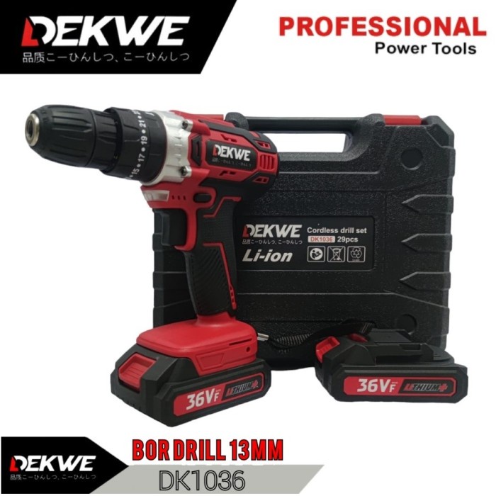 Dekwe DK1036 Bor Cordless Drill Bor Baterai 36v Impact Drill Sunc 36v