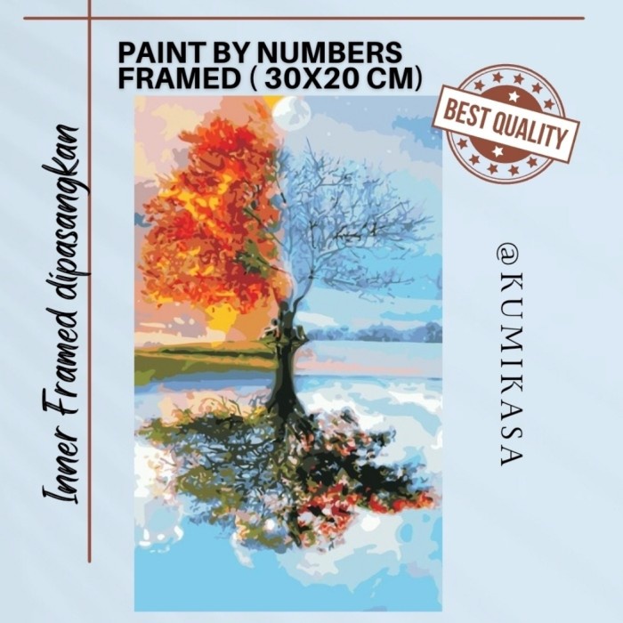 

Diy Painting By Number 30X20Cm Kerajinan Tangan - Four Seasons Tree Best Seller