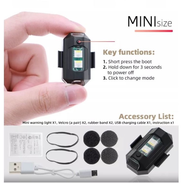 Lampu Led Kedip Model Pesawat Mobil Sepeda Motor Flash Usb Charger #Gratisongkir