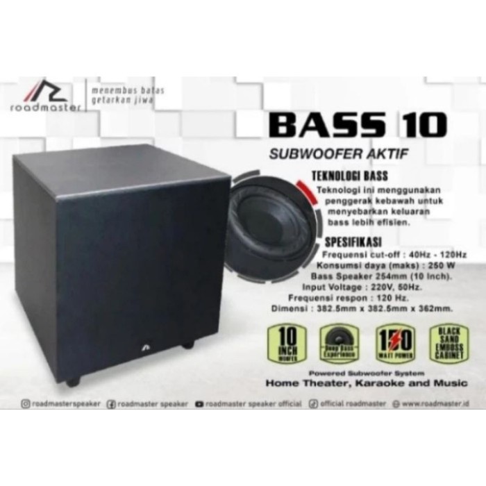 Sale Roadmaster Subwoofer Bass Speaker Bass 10 Subwoofer Active