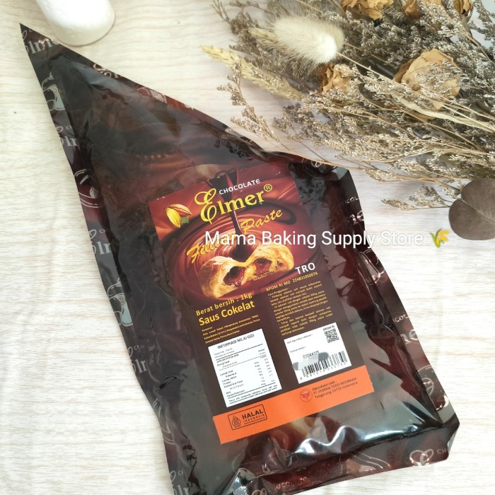 

Ready" Elmer Dark Chocolate Cokelat Pasta Filling Isian Roti Bakpao Elmer 1Kg