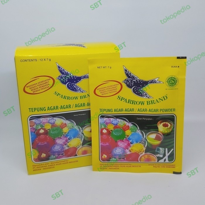 

Ready" Tepung Agar Agar Sparrow Brand 1 Ktk.12X7G