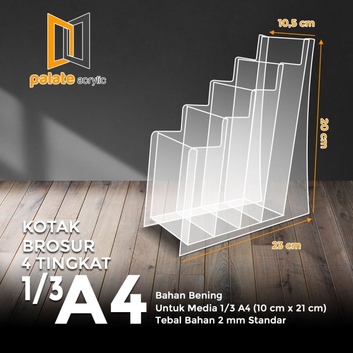 

BARANG TERLARIS Acrylic Display Brosur 4 Susun Ukuran 1/3 A4 Akrilik