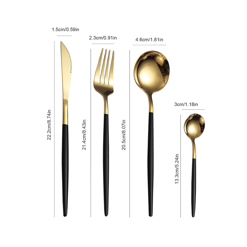4-piece set Black Gold Cutlery Set Stainless Steel Cutlery Cutlery Knife fork Spoon Silver Cutlery