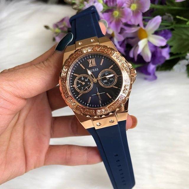 Terbaru Strap Tali Karet Guess Jam Tangan Wanita - Biru Terlaris