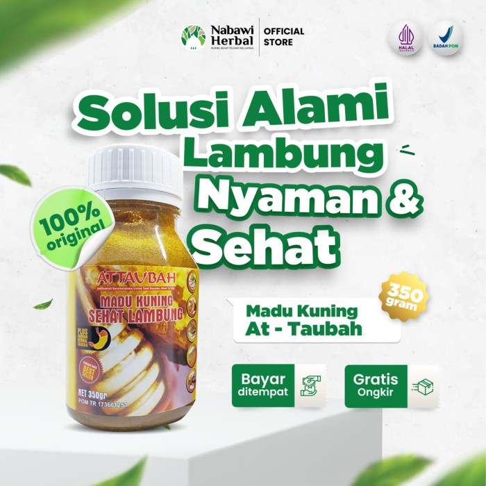 

BARANG TERLARIS Attaubah Madu Kuning Sehat Lambung 350gram Atasi Asam Lambung